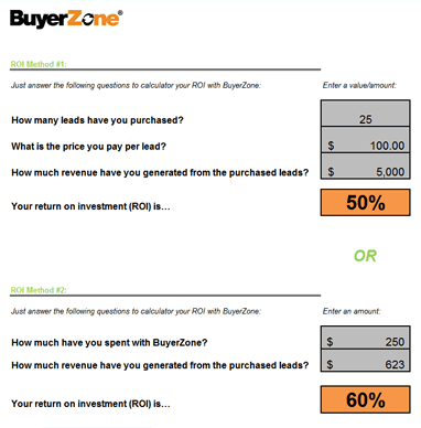 ROI calculator and lead tracker