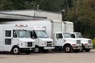Row of trucks at a loading dock
